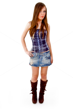 To use this stock image in your creative project, please select the size you need over to the right and click the "Add to Cart" button.
Your downloaded image will come with the Cutcaster watermark removed so don’t worry about the watermark you see on this page. Front view of beautiful young model stock photo, Front view of beautiful young model on an isolated background by Imagery Majestic