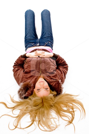 To use this stock image in your creative project, please select the size you need over to the right and click the "Add to Cart" button.
Your downloaded image will come with the Cutcaster watermark removed so don’t worry about the watermark you see on this page. Top view of laying sexy female looking at camera stock photo, Top view of laying sexy female looking at camera on an isolated background by Imagery Majestic
