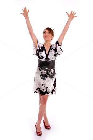 To use this stock image in your creative project, please select the size you need over to the right and click the "Add to Cart" button.
Your downloaded image will come with the Cutcaster watermark removed so don’t worry about the watermark you see on this page. Full body pose of happy young women stock photo, Full body pose of happy young women against white background by Imagery Majestic