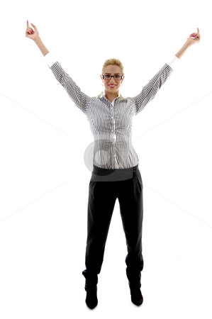 To use this stock image in your creative project, please select the size you need over to the right and click the "Add to Cart" button.
Your downloaded image will come with the Cutcaster watermark removed so don’t worry about the watermark you see on this page. Successful businesswoman stock photo, Successful businesswoman on an isolated white background by Imagery Majestic