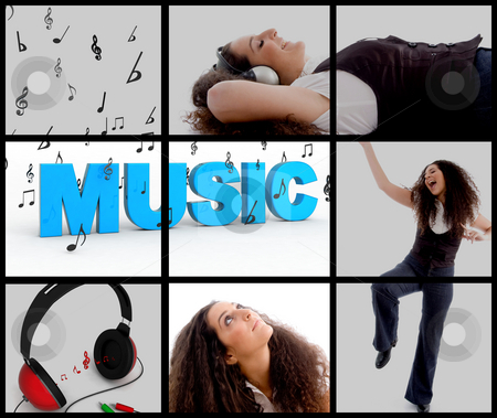 To use this stock image in your creative project, please select the size you need over to the right and click the "Add to Cart" button.
Your downloaded image will come with the Cutcaster watermark removed so don’t worry about the watermark you see on this page. Composition of woman with headphones and enjoying music stock photo, Composition of young woman with headphones and enjoying music by Imagery Majestic