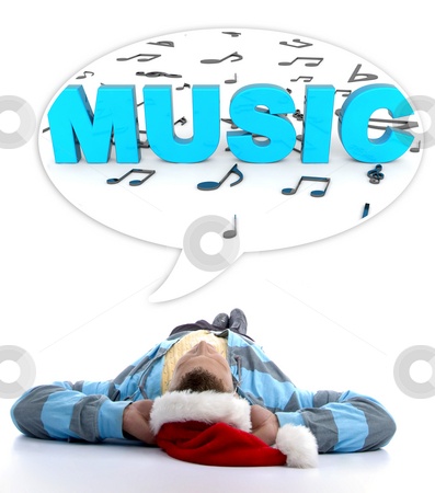 To use this stock image in your creative project, please select the size you need over to the right and click the "Add to Cart" button.
Your downloaded image will come with the Cutcaster watermark removed so don’t worry about the watermark you see on this page. Laying man with christmas hat watching musical notes stock photo, Laying man with christmas hat looking at three dimensional musical notes and music text by Imagery Majestic