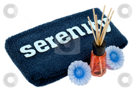 To use this stock image in your creative project, please select the size you need over to the right and click the "Add to Cart" button.
Your downloaded image will come with the Cutcaster watermark removed so don’t worry about the watermark you see on this page. Spa Concept stock photo, Spa concept with a towel with the word serenity on it along with some scented candles and a reed diffuser by Richard Nelson