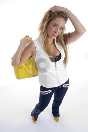 To use this stock image in your creative project, please select the size you need over to the right and click the "Add to Cart" button.
Your downloaded image will come with the Cutcaster watermark removed so don’t worry about the watermark you see on this page. Woman with hand bag stock photo, Woman with hand bag on an isolated background by Imagery Majestic