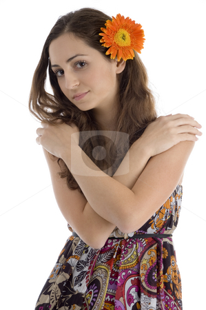 To use this stock image in your creative project, please select the size you need over to the right and click the "Add to Cart" button.
Your downloaded image will come with the Cutcaster watermark removed so don’t worry about the watermark you see on this page. Portrait of young woman with gerbera flower stock photo, Portrait of young woman with gerbera flower isolated with white background by Imagery Majestic