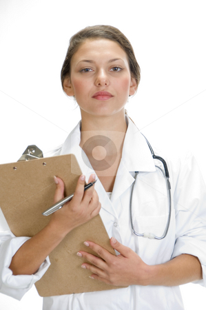 To use this stock image in your creative project, please select the size you need over to the right and click the "Add to Cart" button.
Your downloaded image will come with the Cutcaster watermark removed so don’t worry about the watermark you see on this page. Medical professional with writing pad and pen stock photo, Medical professional with writing pad and pen by Imagery Majestic