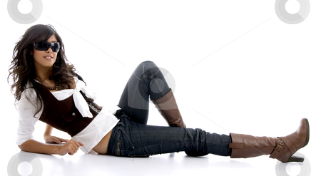 To use this stock image in your creative project, please select the size you need over to the right and click the "Add to Cart" button.
Your downloaded image will come with the Cutcaster watermark removed so don’t worry about the watermark you see on this page. Female teenager resting on floor stock photo, Female teenager resting on floor against white background by Imagery Majestic