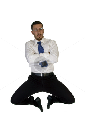To use this stock image in your creative project, please select the size you need over to the right and click the "Add to Cart" button.
Your downloaded image will come with the Cutcaster watermark removed so don’t worry about the watermark you see on this page. Businessman leaps in air stock photo, Businessman leaps in air on an isolated background by Imagery Majestic