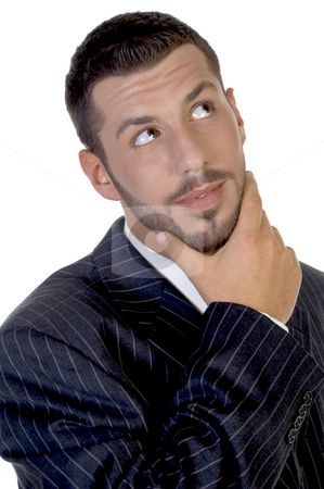 To use this stock image in your creative project, please select the size you need over to the right and click the "Add to Cart" button.
Your downloaded image will come with the Cutcaster watermark removed so don’t worry about the watermark you see on this page. Thinking young executive stock photo, Thinking young executive on an isolated background by Imagery Majestic