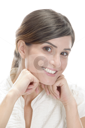 To use this stock image in your creative project, please select the size you need over to the right and click the "Add to Cart" button.
Your downloaded image will come with the Cutcaster watermark removed so don’t worry about the watermark you see on this page. Smiling charming model stock photo, Smiling charming model on an isolated white background by Imagery Majestic
