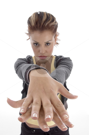 To use this stock image in your creative project, please select the size you need over to the right and click the "Add to Cart" button.
Your downloaded image will come with the Cutcaster watermark removed so don’t worry about the watermark you see on this page. Glamorous woman making hand gesture stock photo, Glamorous woman making hand gesture on an isolated background by Imagery Majestic