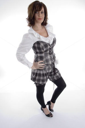 To use this stock image in your creative project, please select the size you need over to the right and click the "Add to Cart" button.
Your downloaded image will come with the Cutcaster watermark removed so don’t worry about the watermark you see on this page. Standing beautiful woman stock photo, Standing beautiful woman against white background by Imagery Majestic