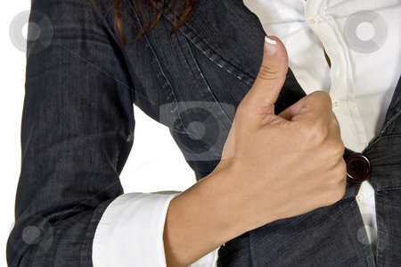 To use this stock image in your creative project, please select the size you need over to the right and click the "Add to Cart" button.
Your downloaded image will come with the Cutcaster watermark removed so don’t worry about the watermark you see on this page. Female showing thumb stock photo, Female showing thumb close to body with white background by Imagery Majestic