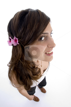 To use this stock image in your creative project, please select the size you need over to the right and click the "Add to Cart" button.
Your downloaded image will come with the Cutcaster watermark removed so don’t worry about the watermark you see on this page. Glamorous woman with beautiful flower in hair stock photo, Glamorous woman with beautiful flower in hair on an isolated background by Imagery Majestic