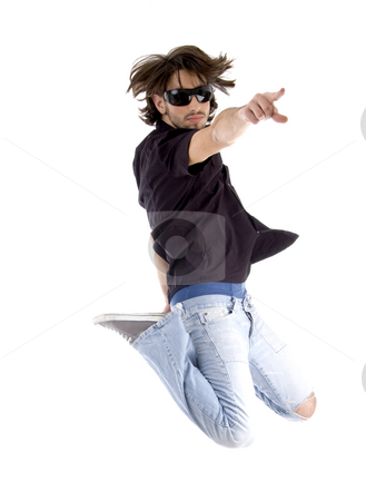 To use this stock image in your creative project, please select the size you need over to the right and click the "Add to Cart" button.
Your downloaded image will come with the Cutcaster watermark removed so don’t worry about the watermark you see on this page. Jumping handsome man pointing you stock photo, Jumping handsome man pointing you with white background by Imagery Majestic