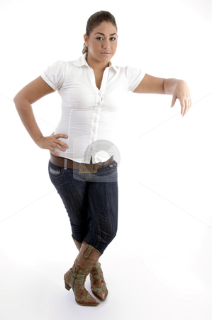 To use this stock image in your creative project, please select the size you need over to the right and click the "Add to Cart" button.
Your downloaded image will come with the Cutcaster watermark removed so don’t worry about the watermark you see on this page. Standing young model stock photo, Standing young model with white background by Imagery Majestic