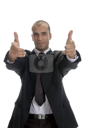 To use this stock image in your creative project, please select the size you need over to the right and click the "Add to Cart" button.
Your downloaded image will come with the Cutcaster watermark removed so don’t worry about the watermark you see on this page. Cool successful businessman posing stock photo, Cool successful businessman posing against white background by Imagery Majestic