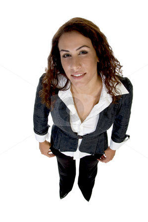 To use this stock image in your creative project, please select the size you need over to the right and click the "Add to Cart" button.
Your downloaded image will come with the Cutcaster watermark removed so don’t worry about the watermark you see on this page. Lady standing straight stock photo, Lady standing straight looking upward on an isolated white background by Imagery Majestic