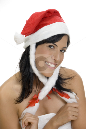 To use this stock image in your creative project, please select the size you need over to the right and click the "Add to Cart" button.
Your downloaded image will come with the Cutcaster watermark removed so don’t worry about the watermark you see on this page. Pleased woman holding santa cap stock photo, Pleased woman holding santa cap by Imagery Majestic