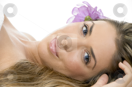 To use this stock image in your creative project, please select the size you need over to the right and click the "Add to Cart" button.
Your downloaded image will come with the Cutcaster watermark removed so don’t worry about the watermark you see on this page. Laying blonde model looking you stock photo, Laying blonde model looking you by Imagery Majestic