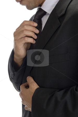 To use this stock image in your creative project, please select the size you need over to the right and click the "Add to Cart" button.
Your downloaded image will come with the Cutcaster watermark removed so don’t worry about the watermark you see on this page. Adult man fastening tie stock photo, Adult man fastening tie with white background by Imagery Majestic