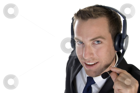 To use this stock image in your creative project, please select the size you need over to the right and click the "Add to Cart" button.
Your downloaded image will come with the Cutcaster watermark removed so don’t worry about the watermark you see on this page. Smiling businessman with headphone stock photo, Smiling businessman with headphone on an isolated background by Imagery Majestic
