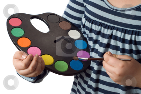 To use this stock image in your creative project, please select the size you need over to the right and click the "Add to Cart" button.
Your downloaded image will come with the Cutcaster watermark removed so don’t worry about the watermark you see on this page. Paint Pallet stock photo, Closeup view of a young girl holding a paint pallet, isolated against a white background by Richard Nelson