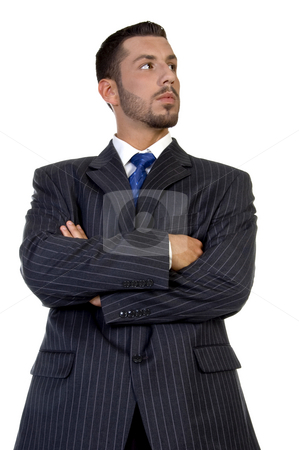 To use this stock image in your creative project, please select the size you need over to the right and click the "Add to Cart" button.
Your downloaded image will come with the Cutcaster watermark removed so don’t worry about the watermark you see on this page. Smart businessperson with folded hands stock photo, Smart businessperson with folded hands on an isolated background by Imagery Majestic