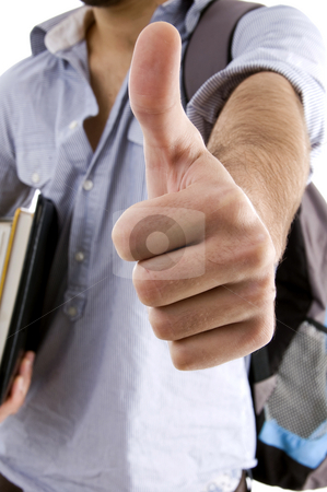 To use this stock image in your creative project, please select the size you need over to the right and click the "Add to Cart" button.
Your downloaded image will come with the Cutcaster watermark removed so don’t worry about the watermark you see on this page. Student wishing luck stock photo, Student with thumbs up with white background by Imagery Majestic