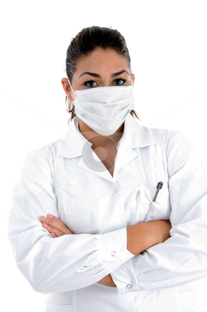 To use this stock image in your creative project, please select the size you need over to the right and click the "Add to Cart" button.
Your downloaded image will come with the Cutcaster watermark removed so don’t worry about the watermark you see on this page. Doctor with mask on her mouth stock photo, Doctor with mask on her mouth on an isolated background by Imagery Majestic