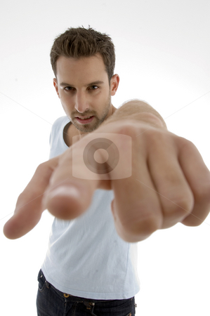To use this stock image in your creative project, please select the size you need over to the right and click the "Add to Cart" button.
Your downloaded image will come with the Cutcaster watermark removed so don’t worry about the watermark you see on this page. Young man pointing stock photo, Young man pointing on an isolated white backgound by Imagery Majestic