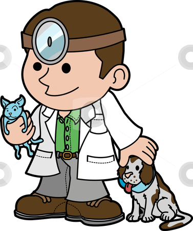 To use this stock image in your creative project, please select the size you need over to the right and click the "Add to Cart" button.
Your downloaded image will come with the Cutcaster watermark removed so don’t worry about the watermark you see on this page. Illustration of veterinarian with animals stock vector clipart, Illustration of veterinarian holding cat and petting dog by Christos Georghiou