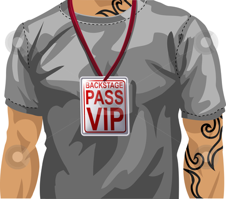 To use this stock image in your creative project, please select the size you need over to the right and click the "Add to Cart" button.
Your downloaded image will come with the Cutcaster watermark removed so don’t worry about the watermark you see on this page. Illustration of man wearing VIP badge stock vector clipart, Illustration of man wearing backstage VIP pass around neck by Christos Georghiou