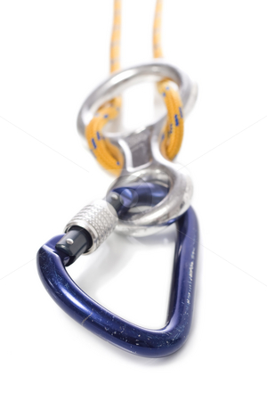 To use this stock image in your creative project, please select the size you need over to the right and click the "Add to Cart" button.
Your downloaded image will come with the Cutcaster watermark removed so don’t worry about the watermark you see on this page. Used carabinner stock photo, Carabinner rope and figure eight isolated on white by Paulo Resende