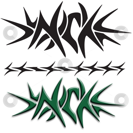 To use this stock image in your creative project, please select the size you need over to the right and click the "Add to Cart" button.
Your downloaded image will come with the Cutcaster watermark removed so don’t worry about the watermark you see on this page. Tribal Nick Tattoo stock photo, A tribal arm band tattoo of the name NICK by Todd Arena