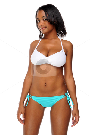 To use this stock image in your creative project, please select the size you need over to the right and click the "Add to Cart" button.
Your downloaded image will come with the Cutcaster watermark removed so don’t worry about the watermark you see on this page. Bikini stock photo, Dark skinned beauty in a skimpy bikini by Harris Shiffman