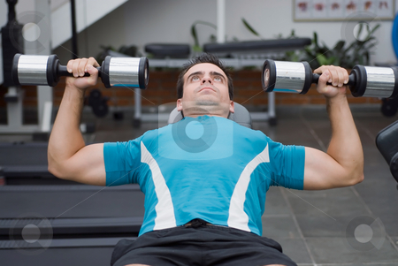 To use this stock image in your creative project, please select the size you need over to the right and click the "Add to Cart" button.
Your downloaded image will come with the Cutcaster watermark removed so don’t worry about the watermark you see on this page. Dumbbell Bench Press stock photo, Male athlete doing a dumbbell bench press. by Orange Line Media