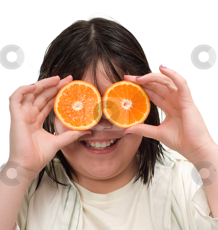 To use this stock image in your creative project, please select the size you need over to the right and click the "Add to Cart" button.
Your downloaded image will come with the Cutcaster watermark removed so don’t worry about the watermark you see on this page. Orange Eyes stock photo, Closeup view of a young girl holding orange slices up for eyes, isolated against a white background by Richard Nelson