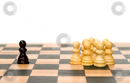 To use this stock image in your creative project, please select the size you need over to the right and click the "Add to Cart" button.
Your downloaded image will come with the Cutcaster watermark removed so don’t worry about the watermark you see on this page. Conflict stock photo, A small group of white chess pawns separated from a single chess piece by Richard Nelson