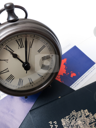 To use this stock image in your creative project, please select the size you need over to the right and click the "Add to Cart" button.
Your downloaded image will come with the Cutcaster watermark removed so don’t worry about the watermark you see on this page. Time Travel stock photo, Travel documents under a clock, isolated on white. by Kevin Woodrow