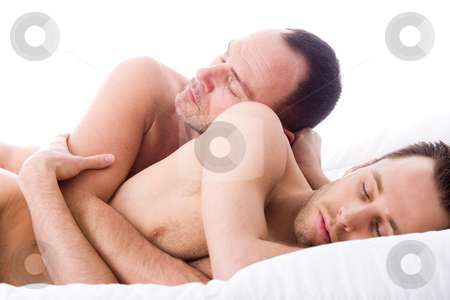 To use this stock image in your creative project, please select the size you need over to the right and click the "Add to Cart" button.
Your downloaded image will come with the Cutcaster watermark removed so don’t worry about the watermark you see on this page. Sleeping 2 men stock photo, Happy homo couple in a white bed taking care of his boyfriend by Frenk and Danielle Kaufmann