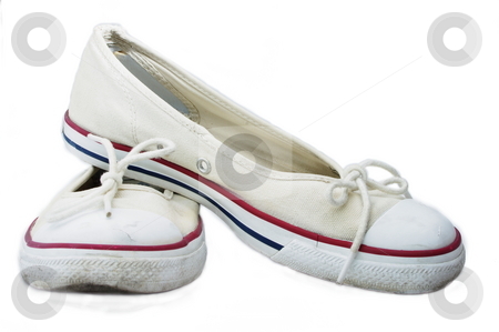 To use this stock image in your creative project, please select the size you need over to the right and click the "Add to Cart" button.
Your downloaded image will come with the Cutcaster watermark removed so don’t worry about the watermark you see on this page. Sandshoes stock photo, Old white canvas sandshoes with red and blue stripes. Isolated on white by Martin Darley