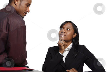 To use this stock image in your creative project, please select the size you need over to the right and click the "Add to Cart" button.
Your downloaded image will come with the Cutcaster watermark removed so don’t worry about the watermark you see on this page. Business Colleagues Looking Pensive - Horizontal stock photo, Business colleagues looking pensive. Horizontally framed and isolated against a white background. by Orange Line Media