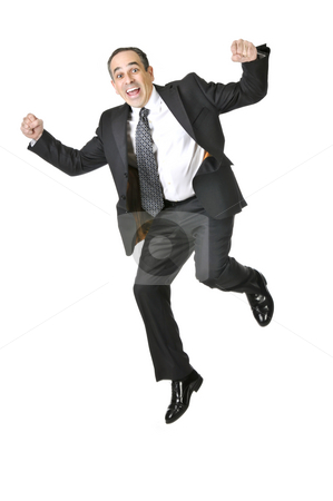 To use this stock image in your creative project, please select the size you need over to the right and click the "Add to Cart" button.
Your downloaded image will come with the Cutcaster watermark removed so don’t worry about the watermark you see on this page. Businessman on white background stock photo, Jumping businessman in a suit isolated on white background by Elena Elisseeva