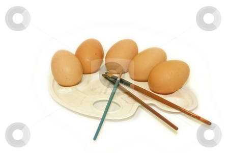 To use this stock image in your creative project, please select the size you need over to the right and click the "Add to Cart" button.
Your downloaded image will come with the Cutcaster watermark removed so don’t worry about the watermark you see on this page. Eggs on a palette stock photo, Eggs displayed on a palette with paint brushes, isolated on a white background by Chris Alleaume