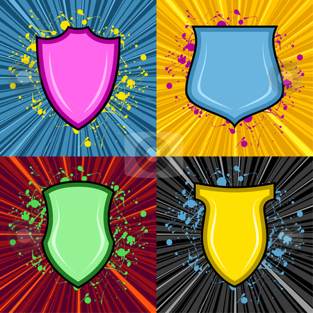 To use this stock image in your creative project, please select the size you need over to the right and click the "Add to Cart" button.
Your downloaded image will come with the Cutcaster watermark removed so don’t worry about the watermark you see on this page. Shields stock vector clipart, Vector illustration - collection of multicolored shields by Paul Turner