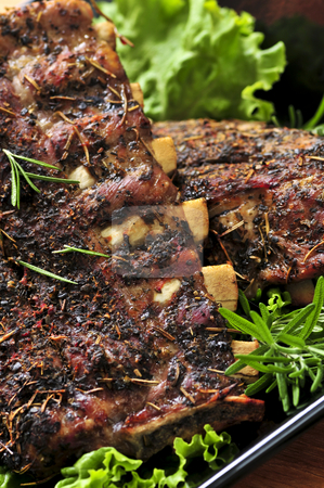 To use this stock image in your creative project, please select the size you need over to the right and click the "Add to Cart" button.
Your downloaded image will come with the Cutcaster watermark removed so don’t worry about the watermark you see on this page. Spare rib dinner stock photo, Plate of spare ribs and greens for dinner by Elena Elisseeva