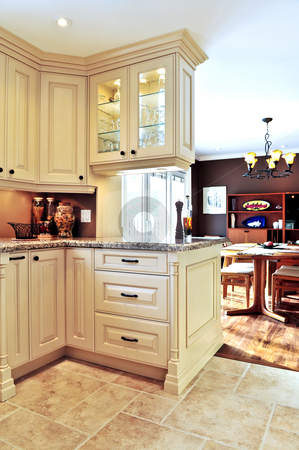 To use this stock image in your creative project, please select the size you need over to the right and click the "Add to Cart" button.
Your downloaded image will come with the Cutcaster watermark removed so don’t worry about the watermark you see on this page. Modern kitchen and dining room interior stock photo, Modern luxury kitchen and dining room interior by Elena Elisseeva