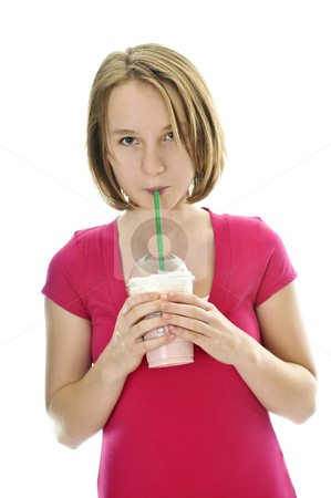 To use this stock image in your creative project, please select the size you need over to the right and click the "Add to Cart" button.
Your downloaded image will come with the Cutcaster watermark removed so don’t worry about the watermark you see on this page. Teenage girl with milkshake stock photo, Teenage drinking strawberry milkshake isolated on white background by Elena Elisseeva