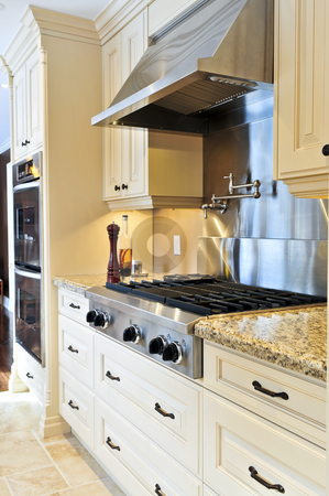 To use this stock image in your creative project, please select the size you need over to the right and click the "Add to Cart" button.
Your downloaded image will come with the Cutcaster watermark removed so don’t worry about the watermark you see on this page. Kitchen interior stock photo, Interior of modern luxury kitchen with stainless steel appliances by Elena Elisseeva